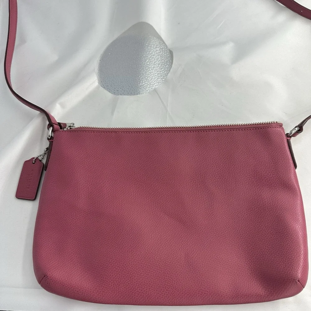 Coach Pink F52881 Crossgrain Leather East West Pop Purse Crossbody Hangtag